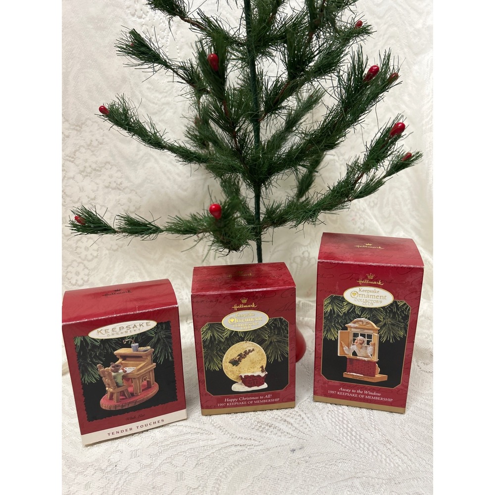 Hallmark Keepsake Ornament Set 1997 Collectors Club 1995 Tender Touches 3pc Red